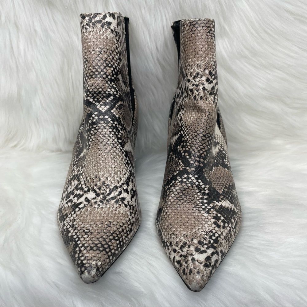 Qupid Snake Print Pointed Toe Ankle Boots - image 2